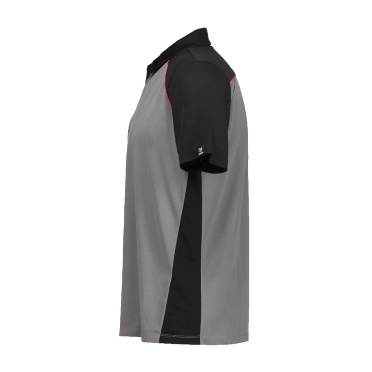Marwin Sports Poly Zipper Men's Polo - Grey/Black/Red