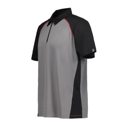 Marwin Sports Poly Zipper Men's Polo - Grey/Black/Red