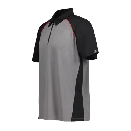 Monte Grey/Black/Red Zipper Polo