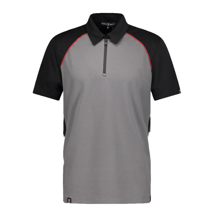 Monte Grey/Black/Red Zipper Polo