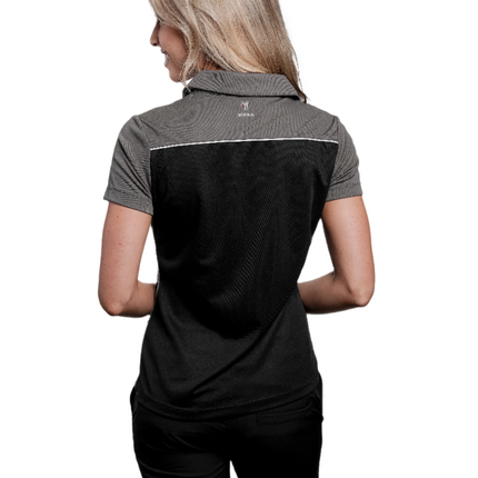 Marwin Sports Poly Zipper Women's Polo - Black/Grey/White