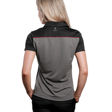 Marwin Sports Poly Zipper Women's Polo - Grey/Black/Red
