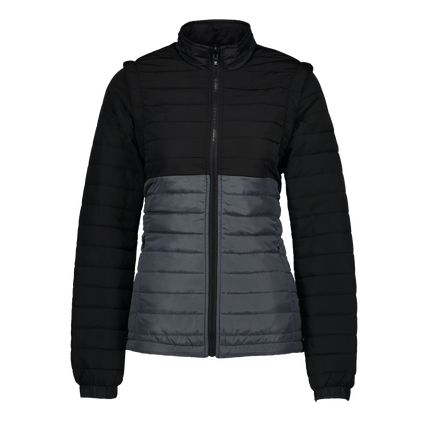 Marwin Sports Puffer Women's Jacket Removable Arms - Black/Grey