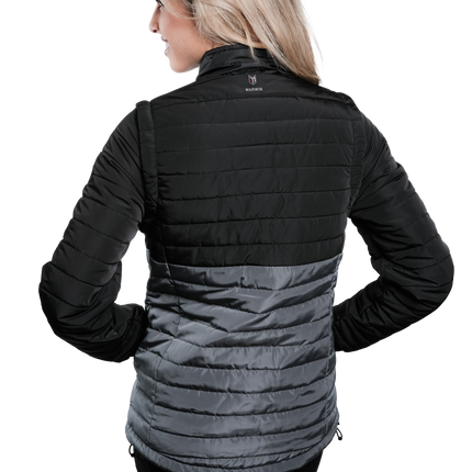 Marwin Sports Puffer Women's Jacket Removable Arms - Black/Grey