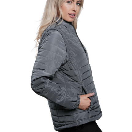 Sierra Grey Puffer Jacket Removable Arms