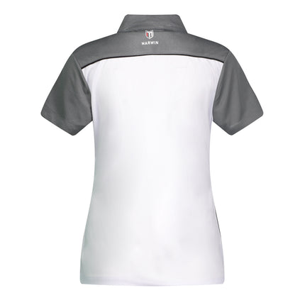 Marwin Sports Poly Zipper Women's Polo - White/Grey/Black