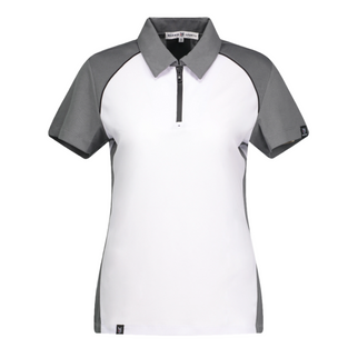 Marwin Sports Poly Zipper Women's Polo - White/Grey/Black