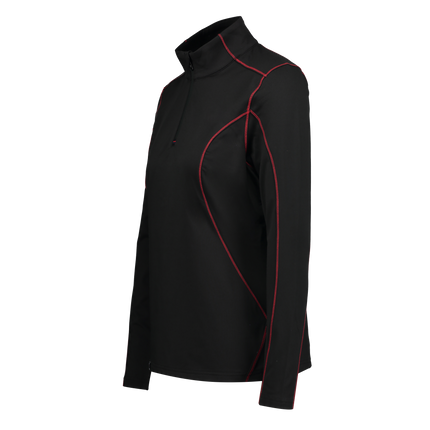 Marwin Sports Quarter Zip Women's Pullover - Black/Red