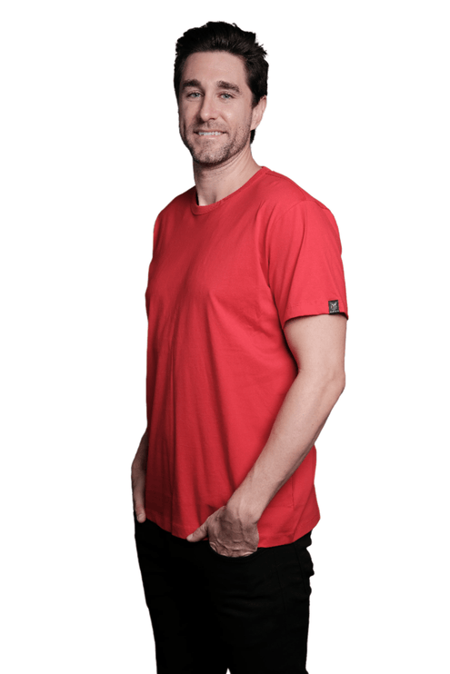 Marwin Sports Cotton Crew Neck Men's Tee - Red - Marwin Sports