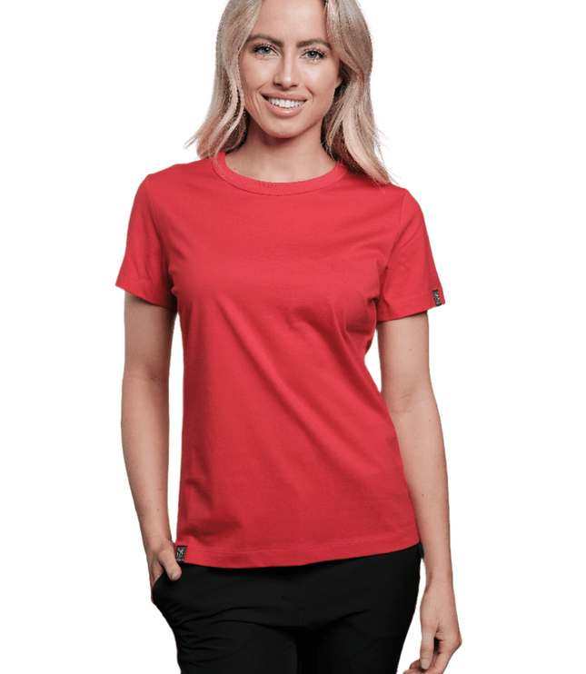Marwin Sports Cotton Crew Neck Women's Tee - Red - Marwin Sports