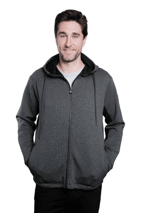 Marwin Sports Full Zip Men's Hoodie - Grey/Black - Marwin Sports