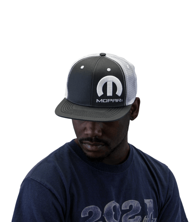 Marwin Sports Mopar Logo Embroidered 6 Panel Hat - Charcoal Grey/White - Marwin Sports