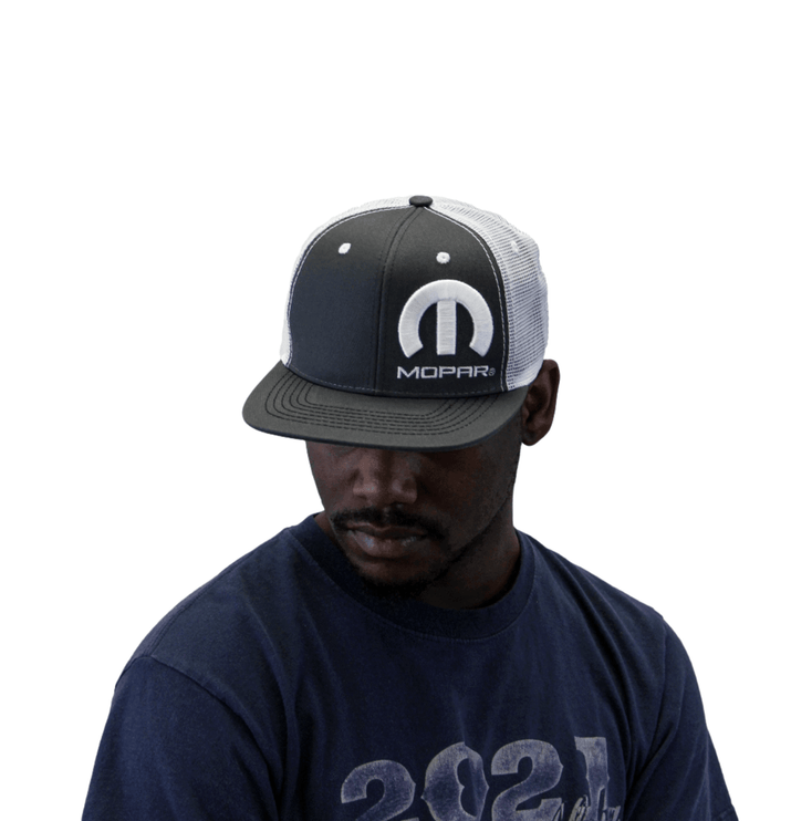 Marwin Sports Mopar Logo Embroidered 6 Panel Hat - Charcoal Grey/White - Marwin Sports