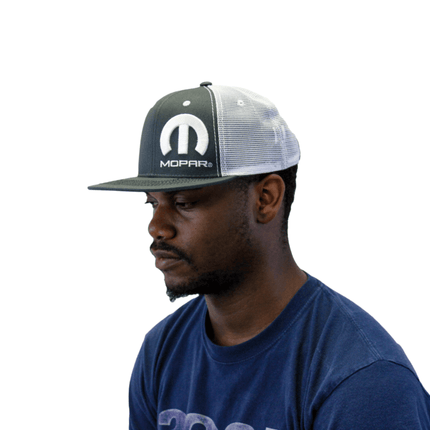 Marwin Sports Mopar Logo Embroidered 6 Panel Hat - Charcoal Grey/White - Marwin Sports
