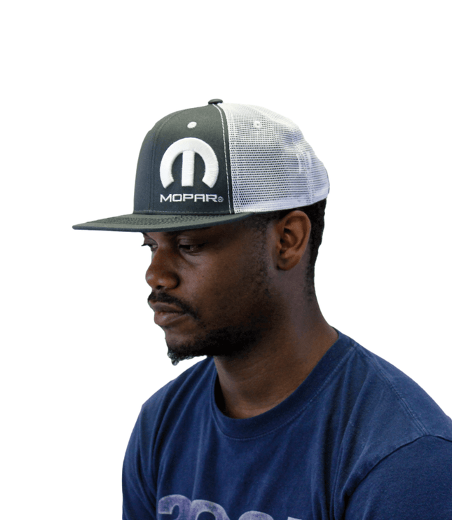 Marwin Sports Mopar Logo Embroidered 6 Panel Hat - Charcoal Grey/White - Marwin Sports