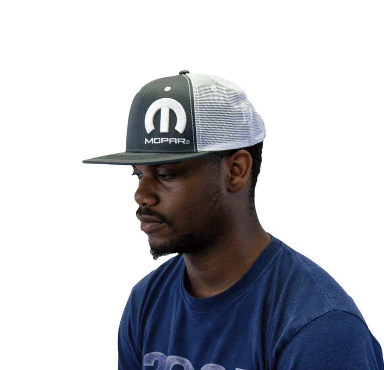 Marwin Sports Mopar Logo Embroidered 6 Panel Hat - Charcoal Grey/White - Marwin Sports