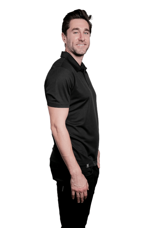 Marwin Sports Poly Button Men's Polo - Black - Marwin Sports