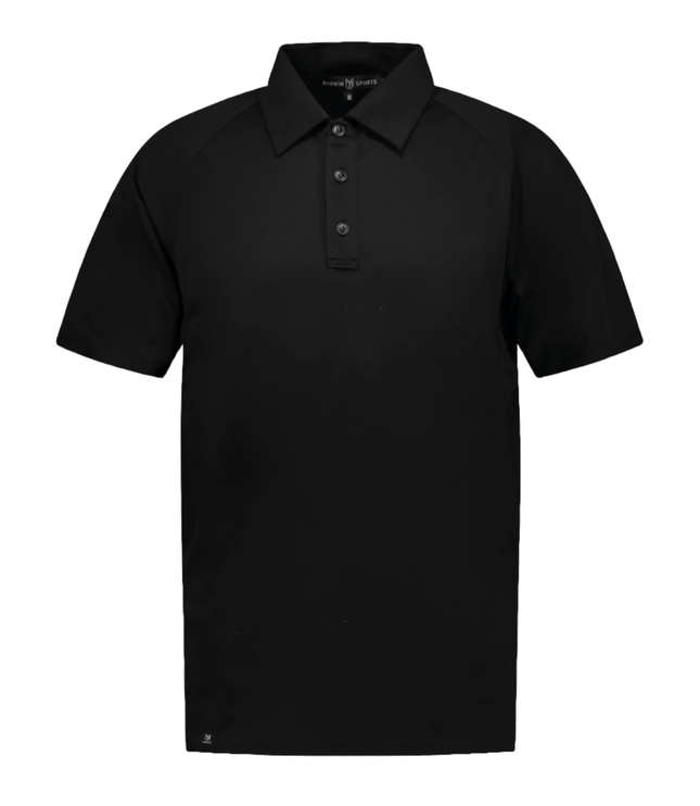 Marwin Sports Poly Button Men's Polo - Black - Marwin Sports