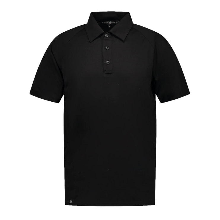 Marwin Sports Poly Button Men's Polo - Black - Marwin Sports