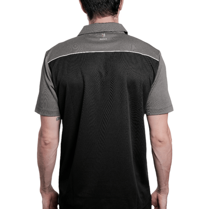 Marwin Sports Poly Button Men's Polo - Black/Grey/White - Marwin Sports