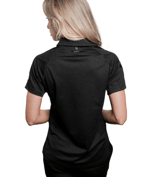 Marwin Sports Poly Button Women's Polo - Black - Marwin Sports