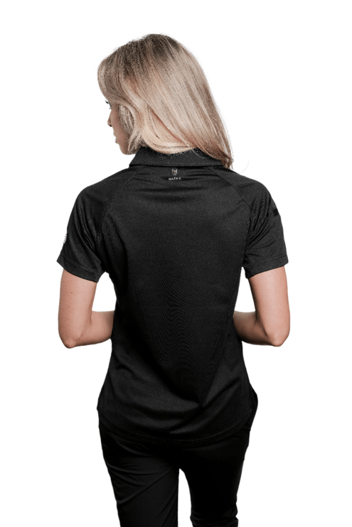 Marwin Sports Poly Button Women's Polo - Black - Marwin Sports