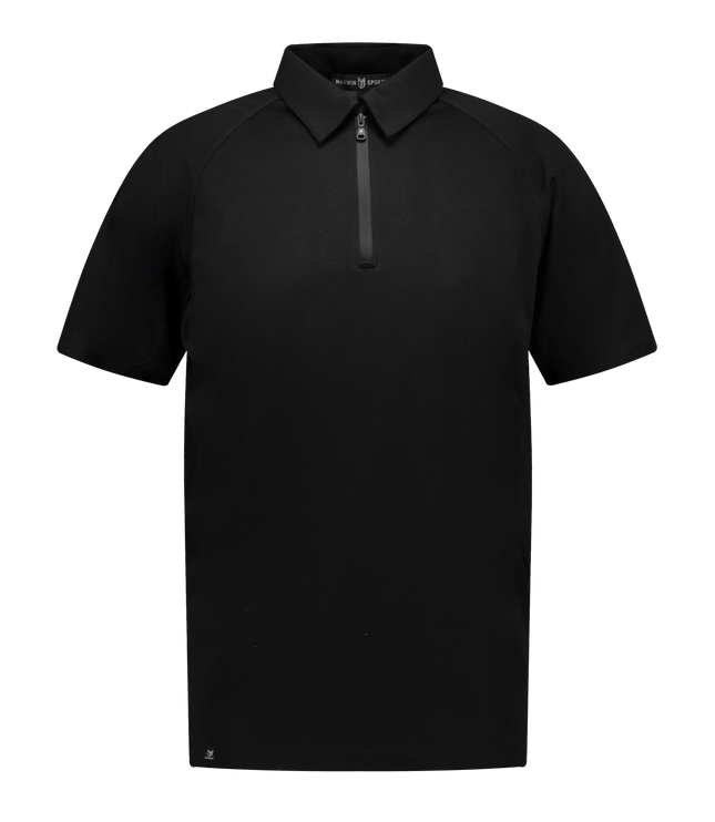 Marwin Sports Poly Zipper Men's Polo - Black - Marwin Sports