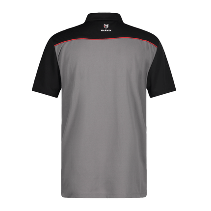 Marwin Sports Poly Zipper Men's Polo - Grey/Black/Red - Marwin Sports