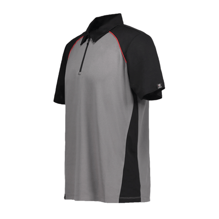 Marwin Sports Poly Zipper Men's Polo - Grey/Black/Red - Marwin Sports