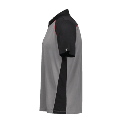 Marwin Sports Poly Zipper Men's Polo - Grey/Black/Red - Marwin Sports