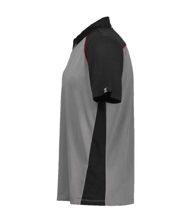 Marwin Sports Poly Zipper Men's Polo - Grey/Black/Red - Marwin Sports