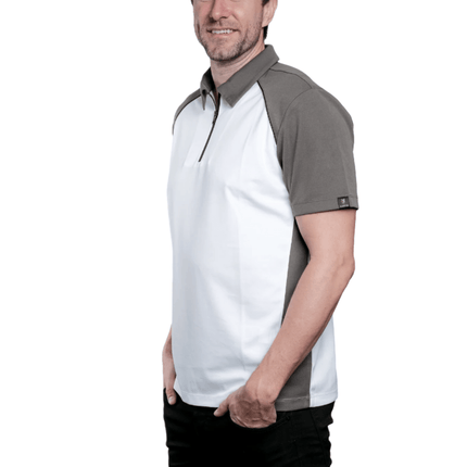 Marwin Sports Poly Zipper Men's Polo - White/Grey/Black - Marwin Sports