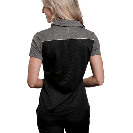 Marwin Sports Poly Zipper Women's Polo - Black/Grey/White - Marwin Sports