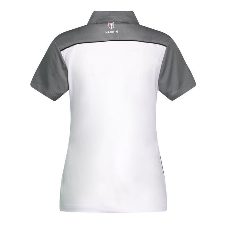 Marwin Sports Poly Zipper Women's Polo - White/Grey/Black - Marwin Sports