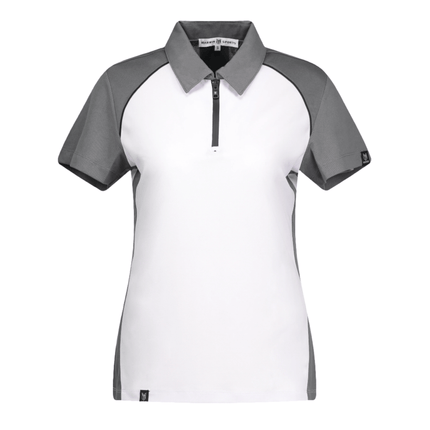Marwin Sports Poly Zipper Women's Polo - White/Grey/Black - Marwin Sports