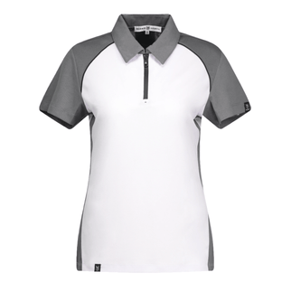 Marwin Sports Poly Zipper Women's Polo - White/Grey/Black - Marwin Sports