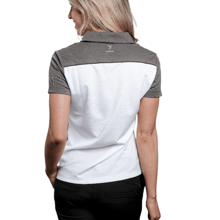 Marwin Sports Poly Zipper Women's Polo - White/Grey/Black - Marwin Sports
