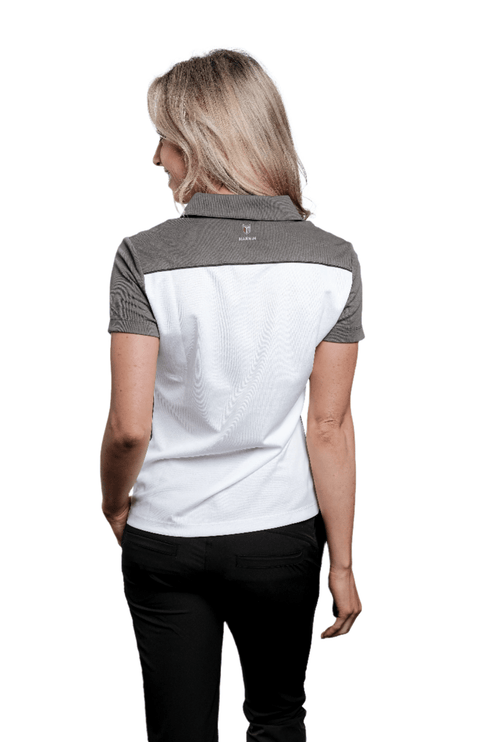 Marwin Sports Poly Zipper Women's Polo - White/Grey/Black - Marwin Sports