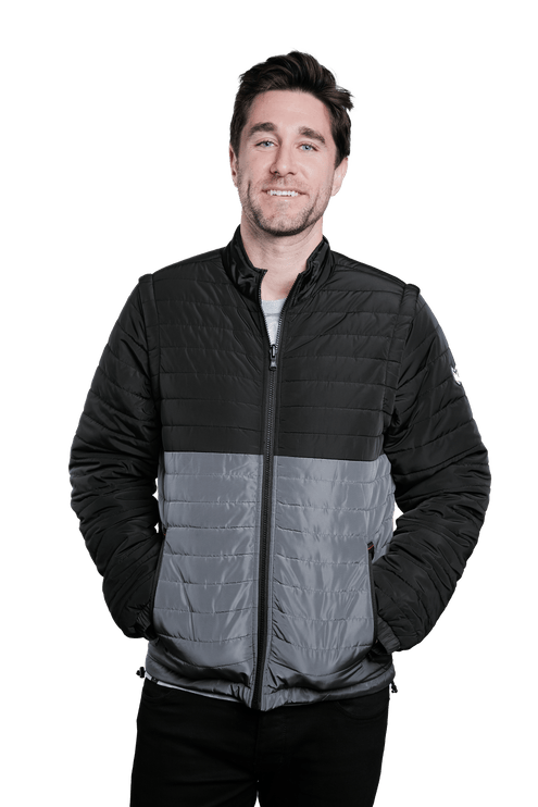 Marwin Sports Puffer Men's Jacket Removable Arms - Black/Grey - Marwin Sports