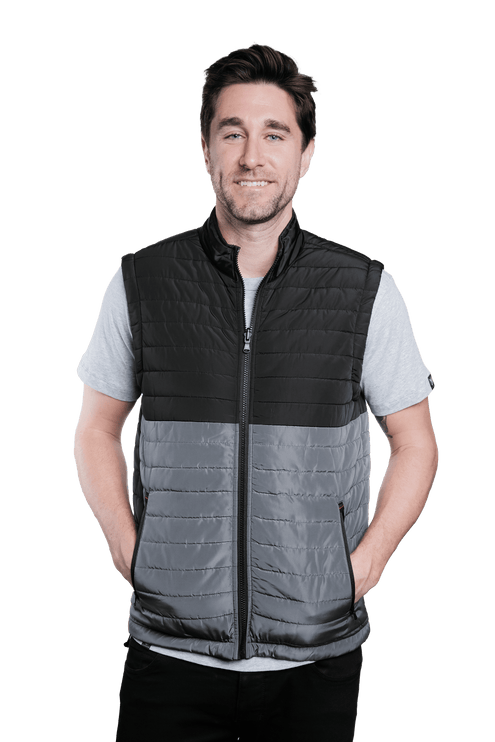 Marwin Sports Puffer Men's Jacket Removable Arms - Black/Grey - Marwin Sports