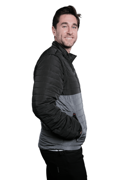 Marwin Sports Puffer Men's Jacket Removable Arms - Black/Grey - Marwin Sports