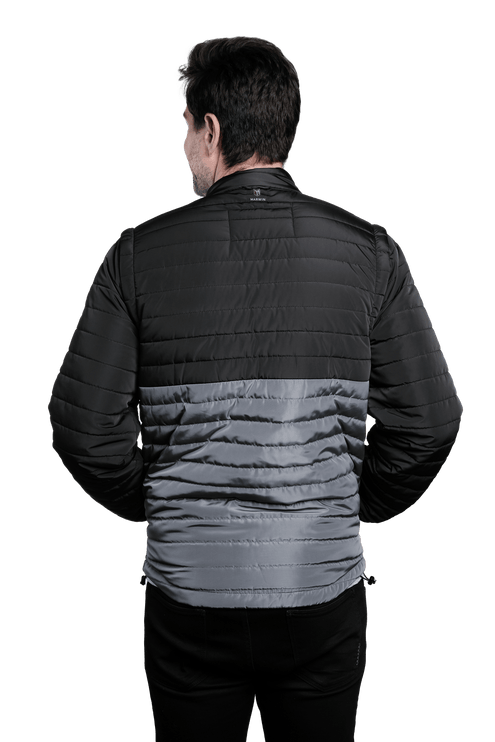 Marwin Sports Puffer Men's Jacket Removable Arms - Black/Grey - Marwin Sports