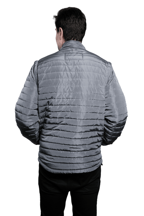 Marwin Sports Puffer Men's Jacket Removable Arms - Grey - Marwin Sports