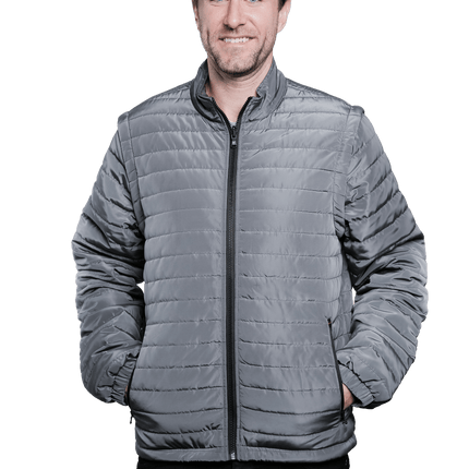 Marwin Sports Puffer Men's Jacket Removable Arms - Grey - Marwin Sports