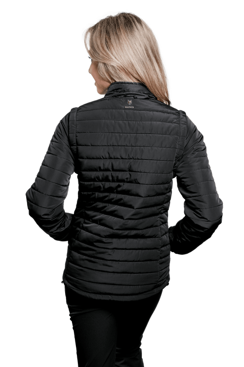 Marwin Sports Puffer Women's Jacket Removable Arms - Black - Marwin Sports