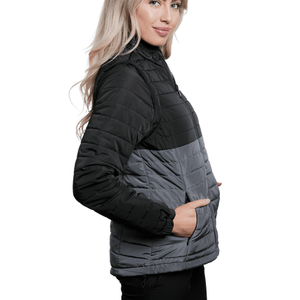 Marwin Sports Puffer Women's Jacket Removable Arms - Black/Grey - Marwin Sports