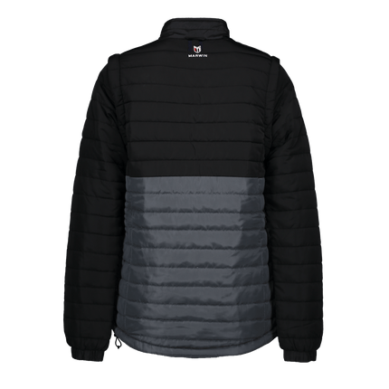 Marwin Sports Puffer Women's Jacket Removable Arms - Black/Grey - Marwin Sports