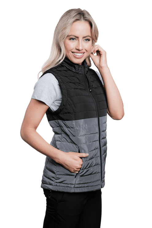 Marwin Sports Puffer Women's Jacket Removable Arms - Black/Grey - Marwin Sports