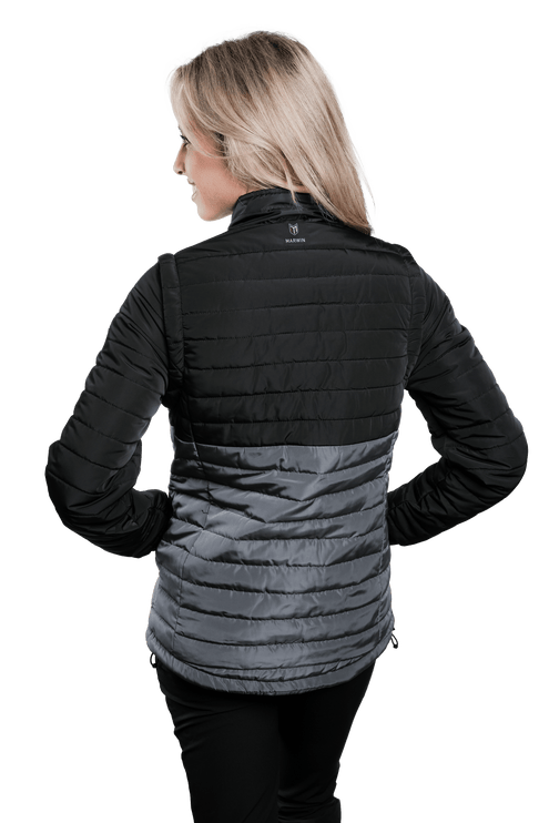 Marwin Sports Puffer Women's Jacket Removable Arms - Black/Grey - Marwin Sports