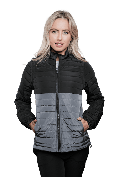 Marwin Sports Puffer Women's Jacket Removable Arms - Black/Grey - Marwin Sports